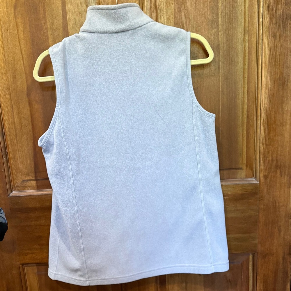 Lands End Womens Light Gray Fleece Full Zip Vest Stand Collar Size M 10-12 - Picture 3 of 8